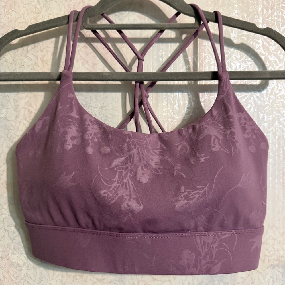 Zyia Active Light Lilac Lavender Floral Double Strap Sports Bra, Beautiful Sz Sm